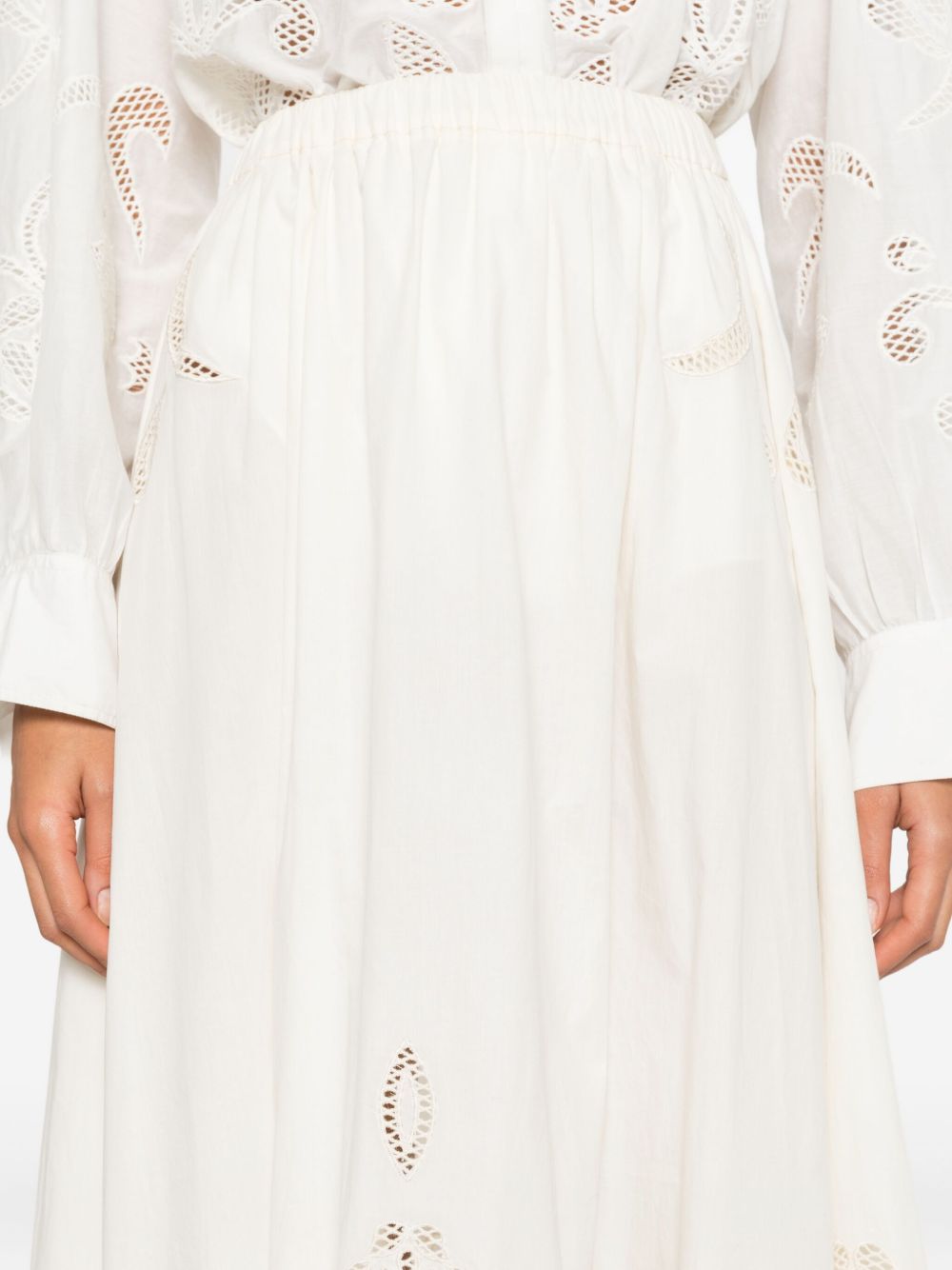 Forte Forte Floral Embroidered Flared Skirt Ivory