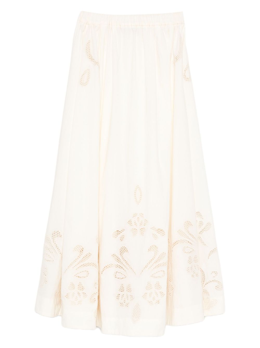 Forte Forte Floral Embroidered Flared Skirt Ivory
