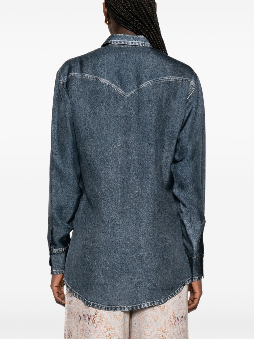Pierre Louis Mascia Textured Silk Long Sleeve Shirt Blue