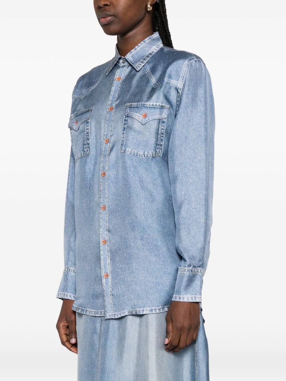 Pierre Louis Mascia Silk Patch Pocket Shirt Clear Blue