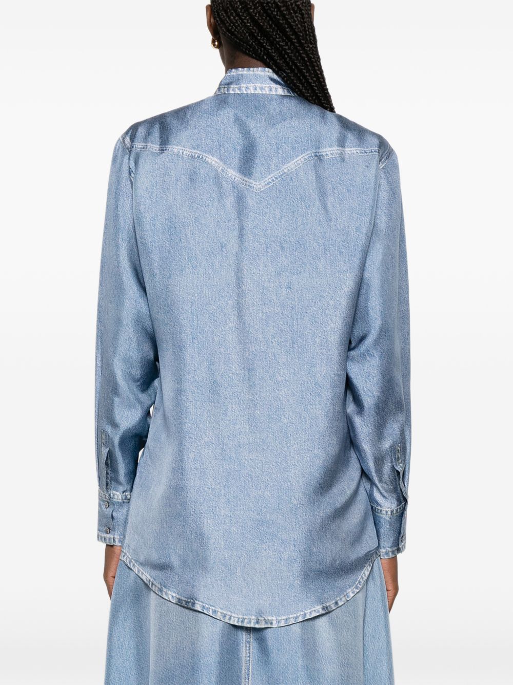 Pierre Louis Mascia Silk Patch Pocket Shirt Clear Blue