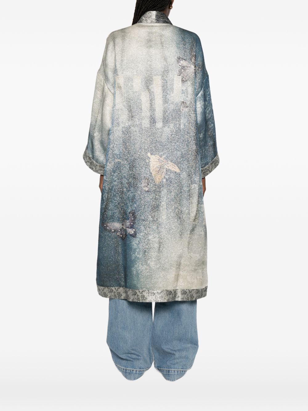 Pierre Louis Mascia Floral Kimono Jacket Clear Blue