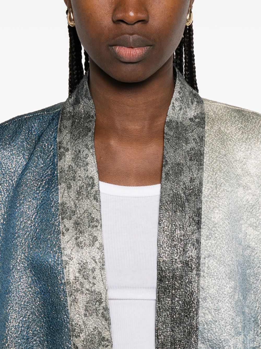 Pierre Louis Mascia Floral Kimono Jacket Clear Blue