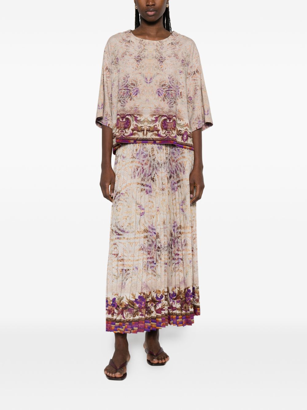 Pierre Louis Mascia Printed Silk Paisley Blouse Pink