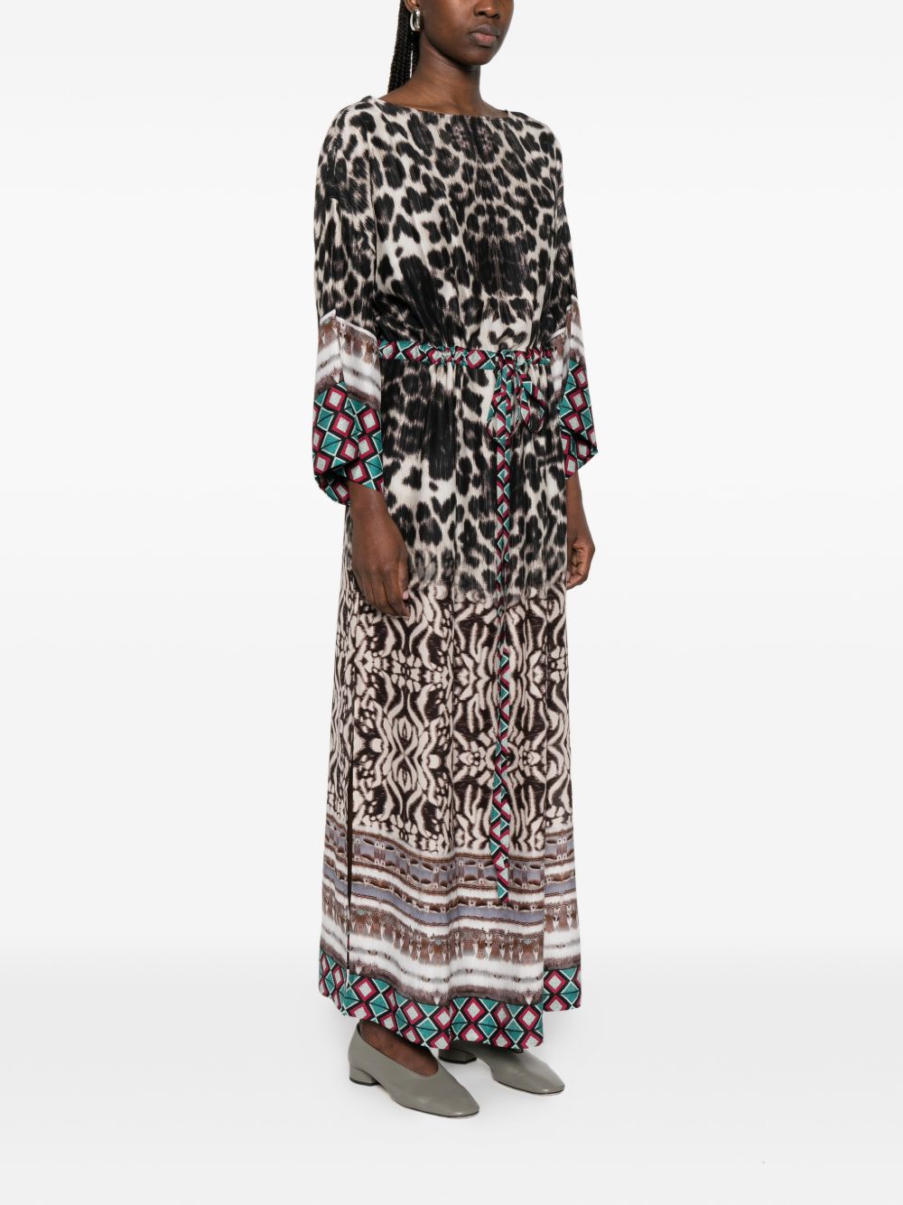 Pierre Louis Mascia Printed Silk Mini Dress Beige