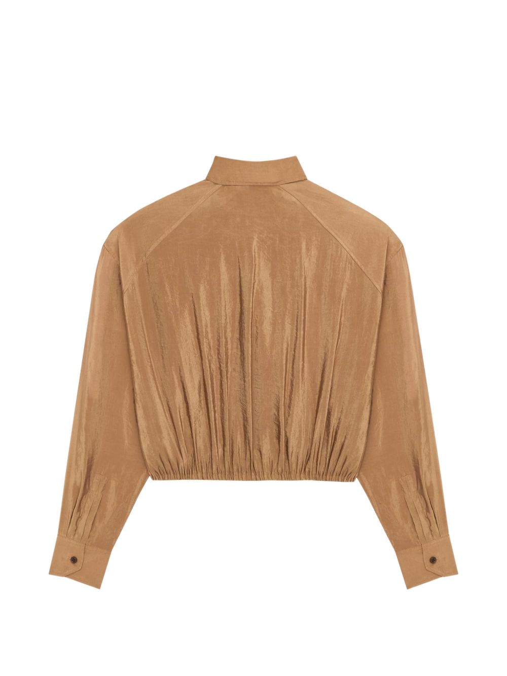 Saint Laurent Cropped Tie-Front Blouse Brown