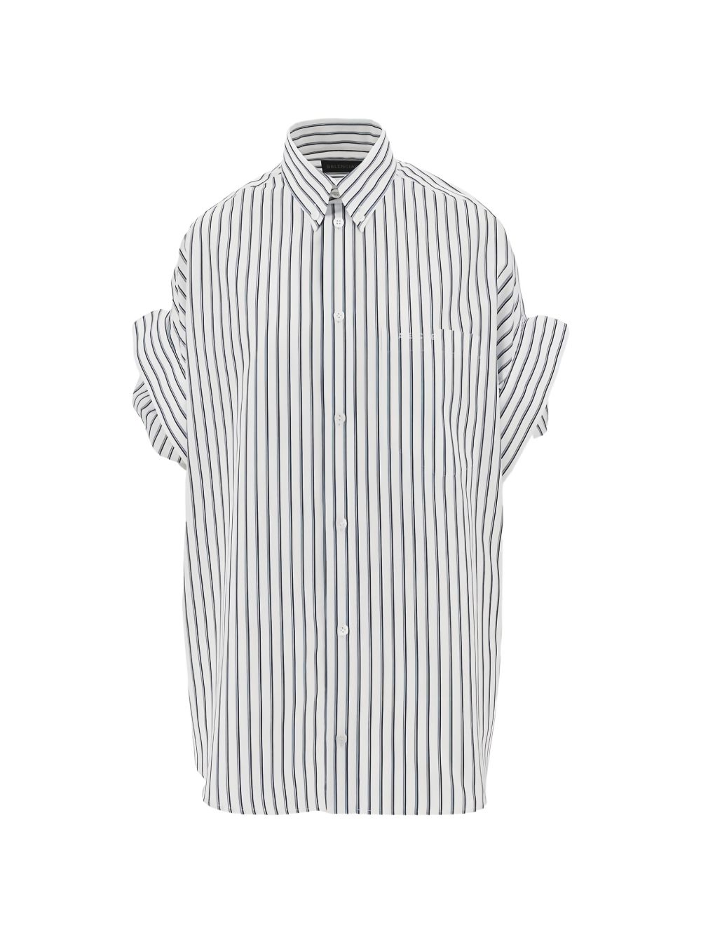 balenciaga striped cotton short sleeve shirt white white