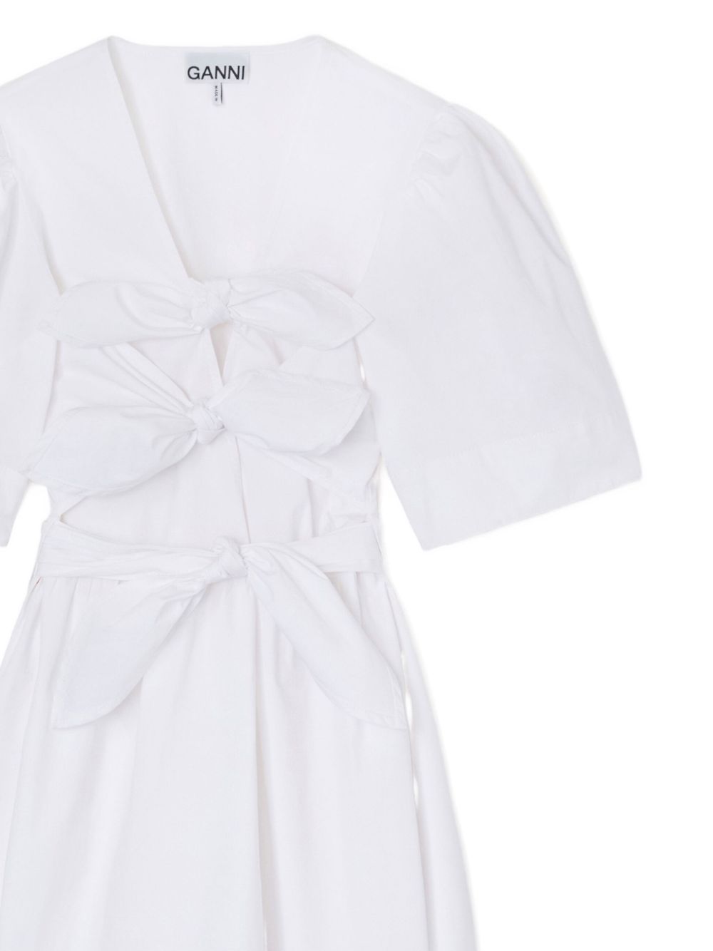 Ganni Knot Detail Cotton Mini Dress White