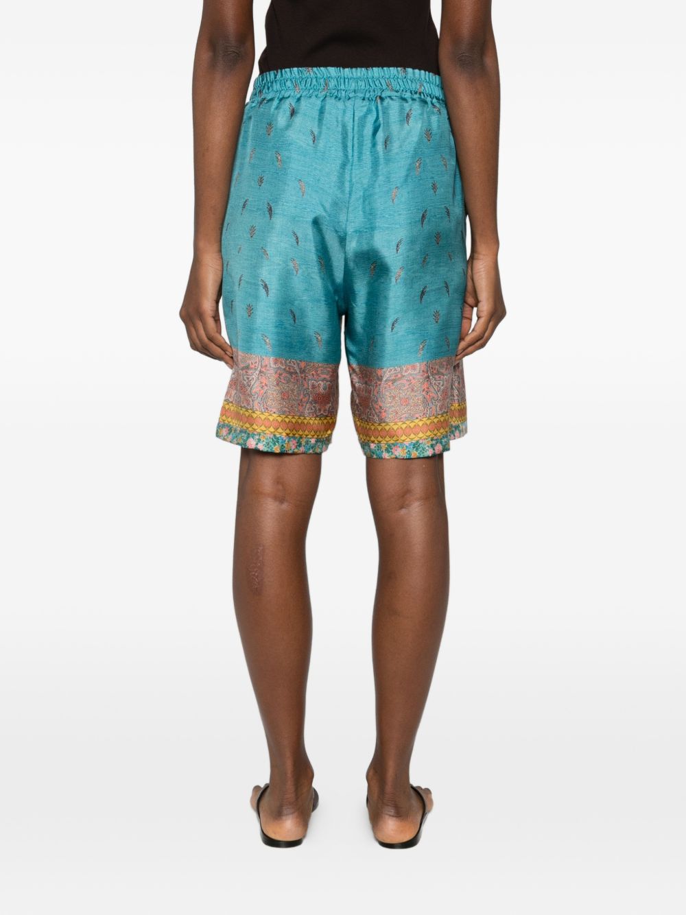 Pierre Louis Mascia Floral Silk Shorts Clear Blue