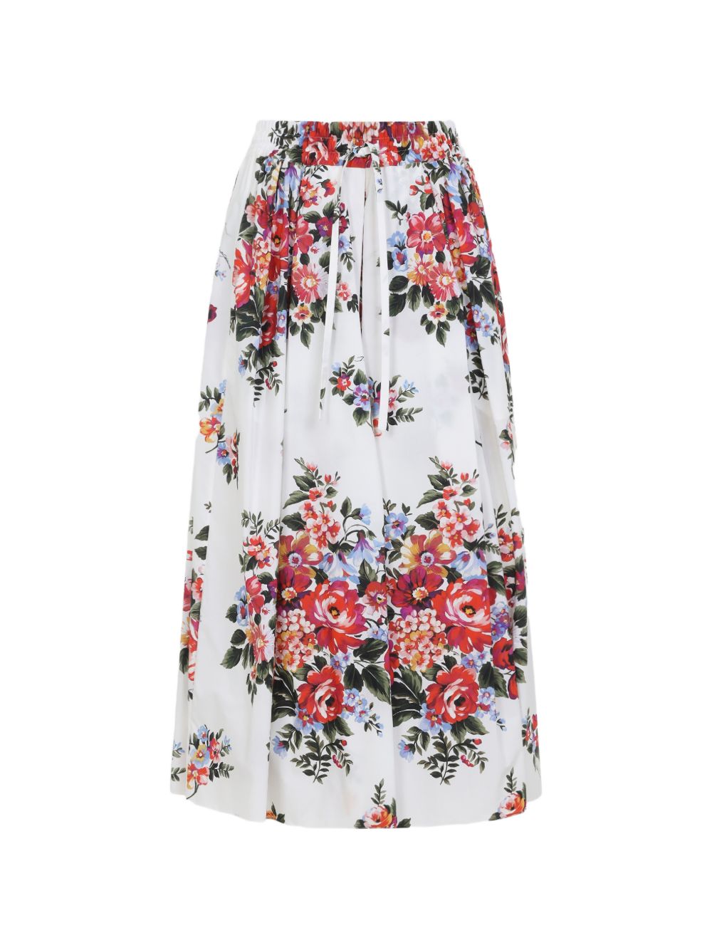 Dolce & Gabbana Floral Cotton Long Skirt White