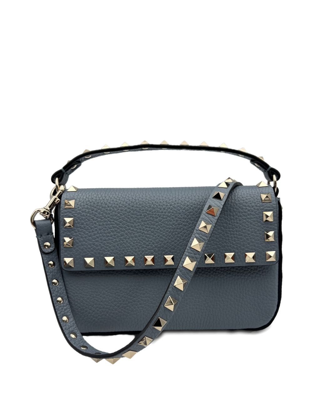 Valentino Garavani Rockstud Leather Mini Clutch Grey