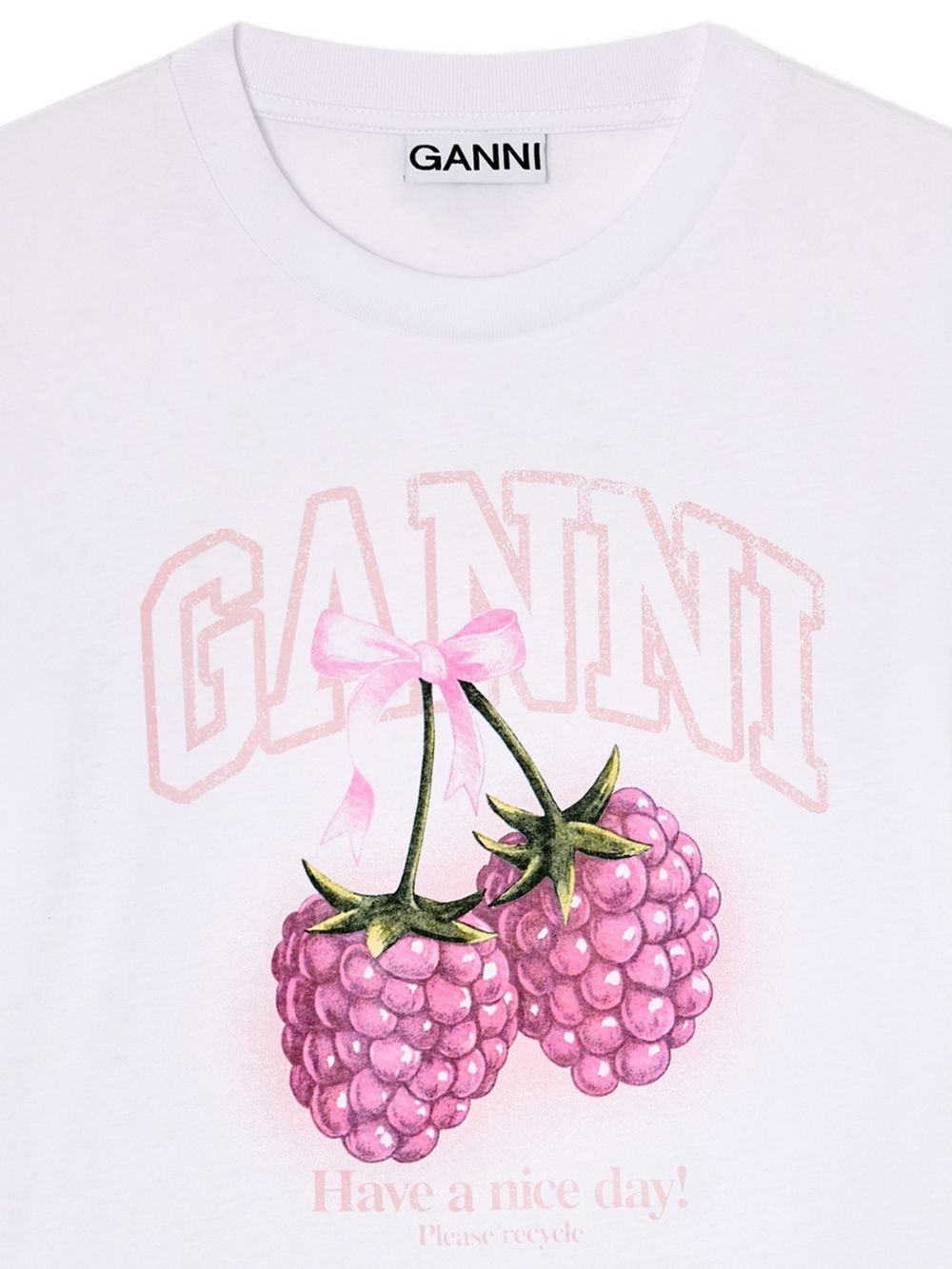 Ganni Graphic Cotton Round T-Shirt White
