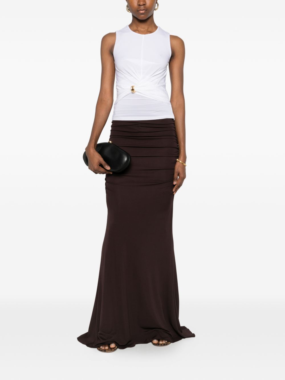 Elisabetta Franchi Knot Detail Sleeveless Top Ivory ivory