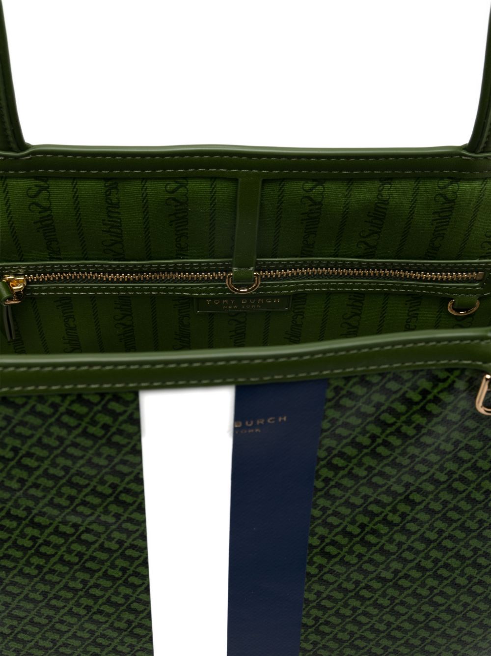 Tory Burch Racer Stripe Tote Bag Green