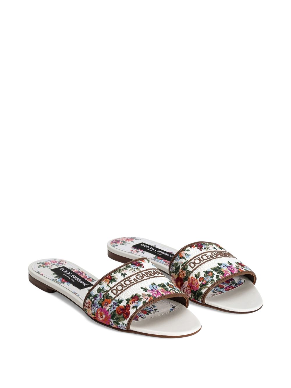 Dolce & Gabbana Floral Print Flat Sandals Pink