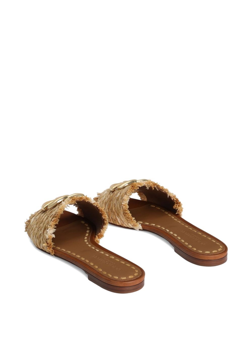 Dolce & Gabbana Raffia Flat Sandals Beige