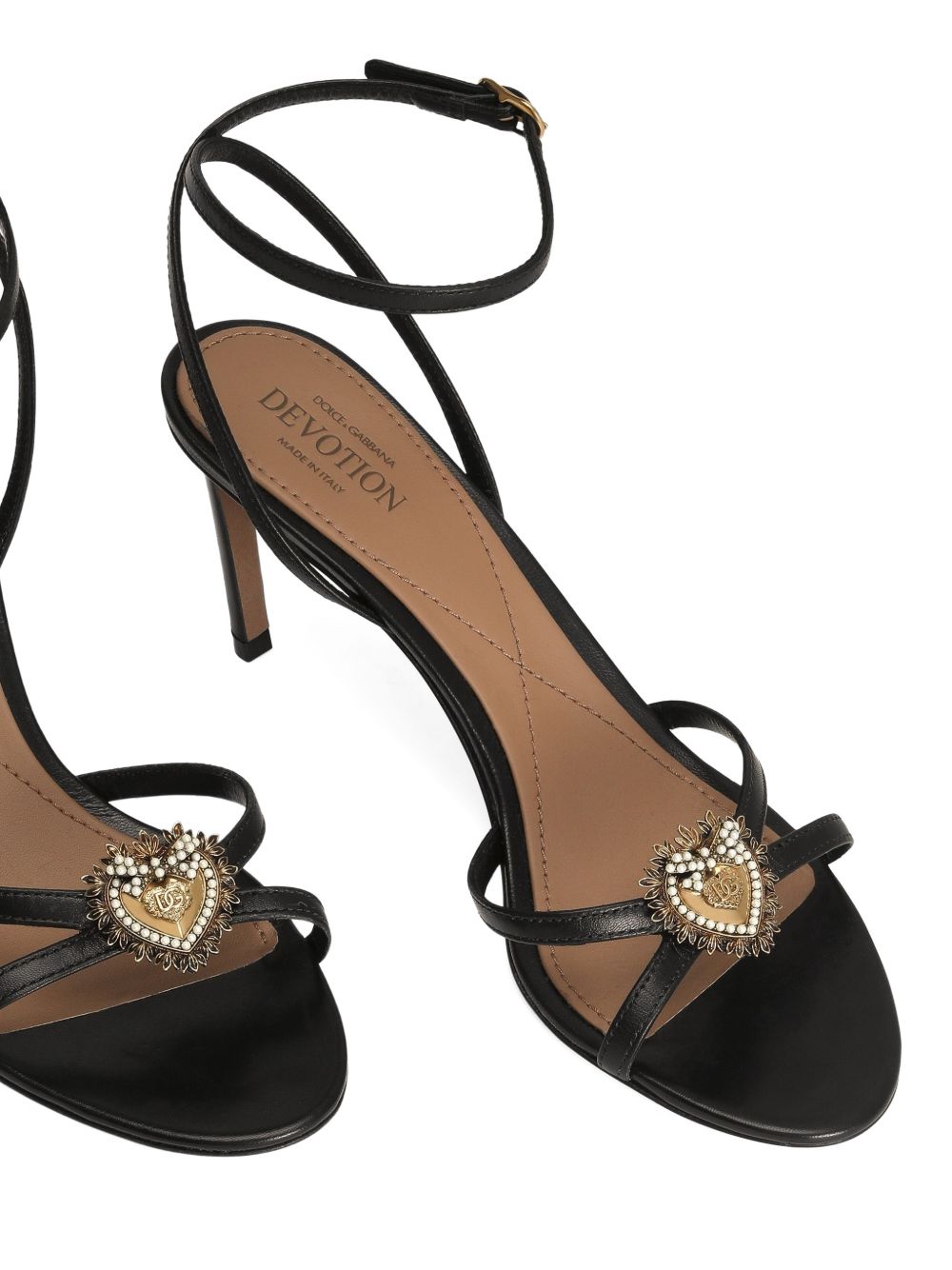 Dolce & Gabbana Devotion Leather Stiletto Sandals Black