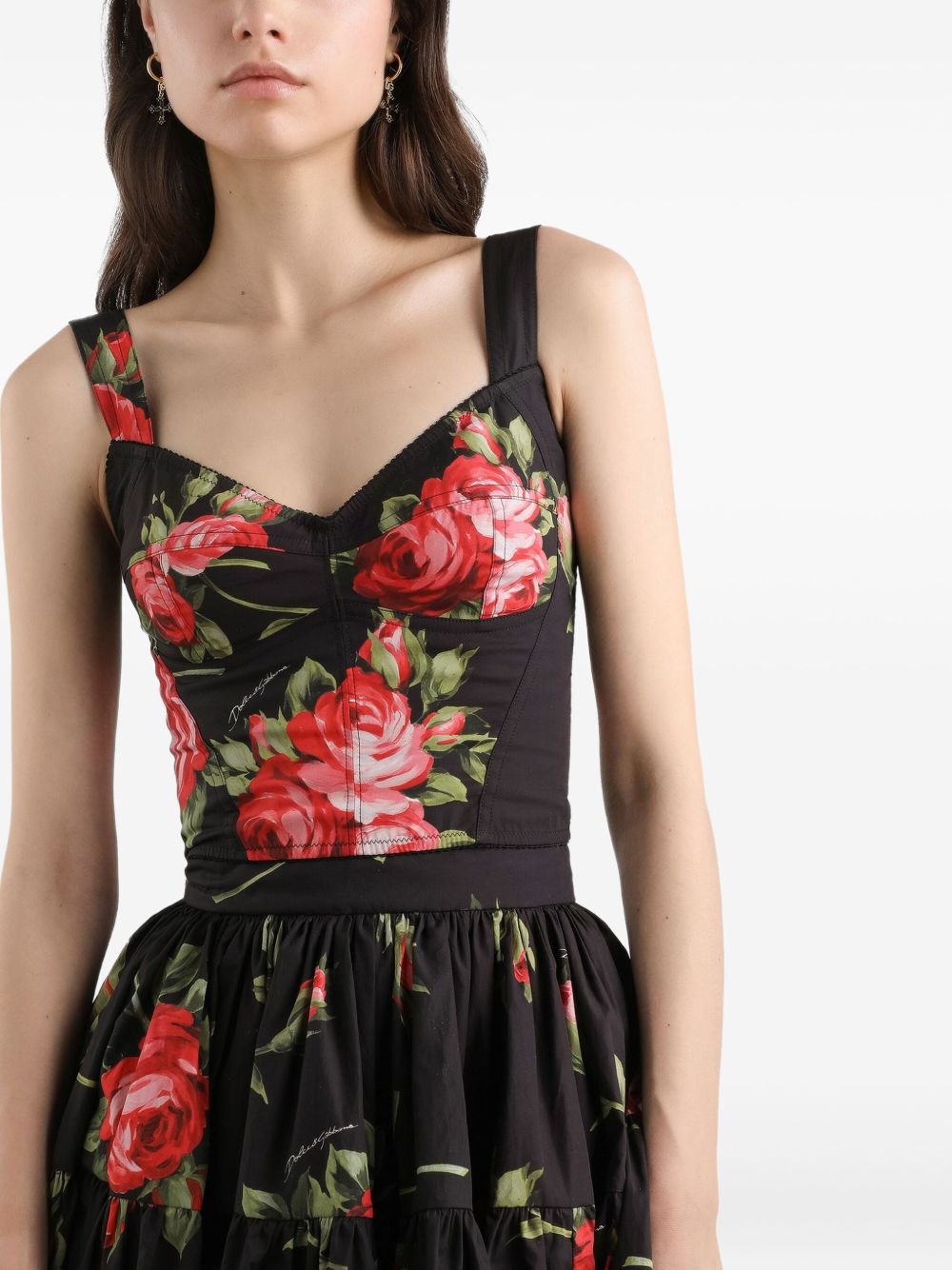 Dolce & Gabbana Floral Bustier Top Black