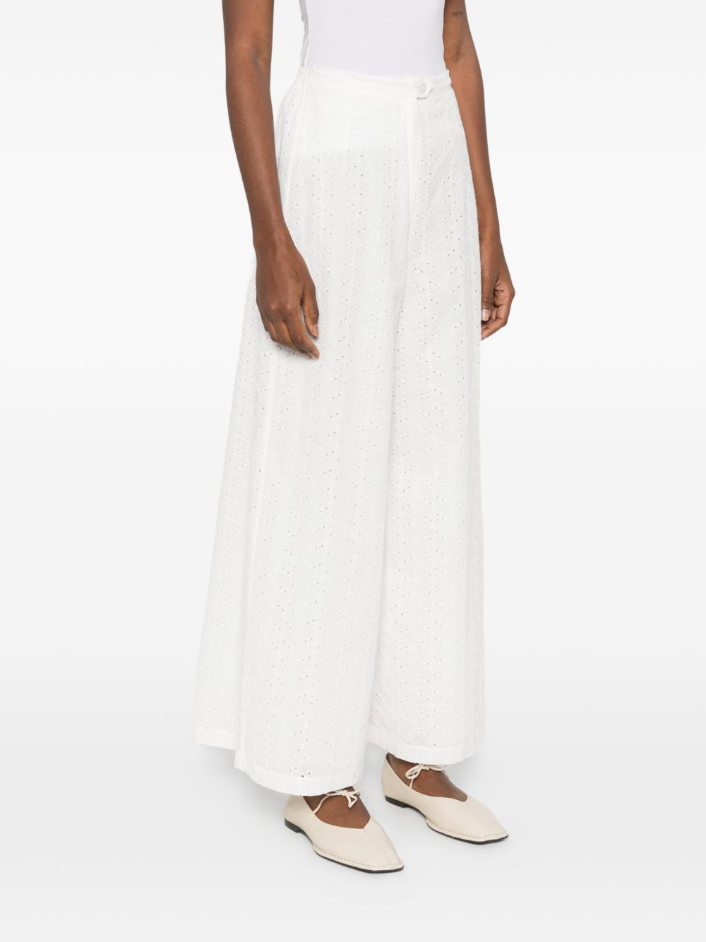 Forte Forte Embroidered cotton trousers WHITE