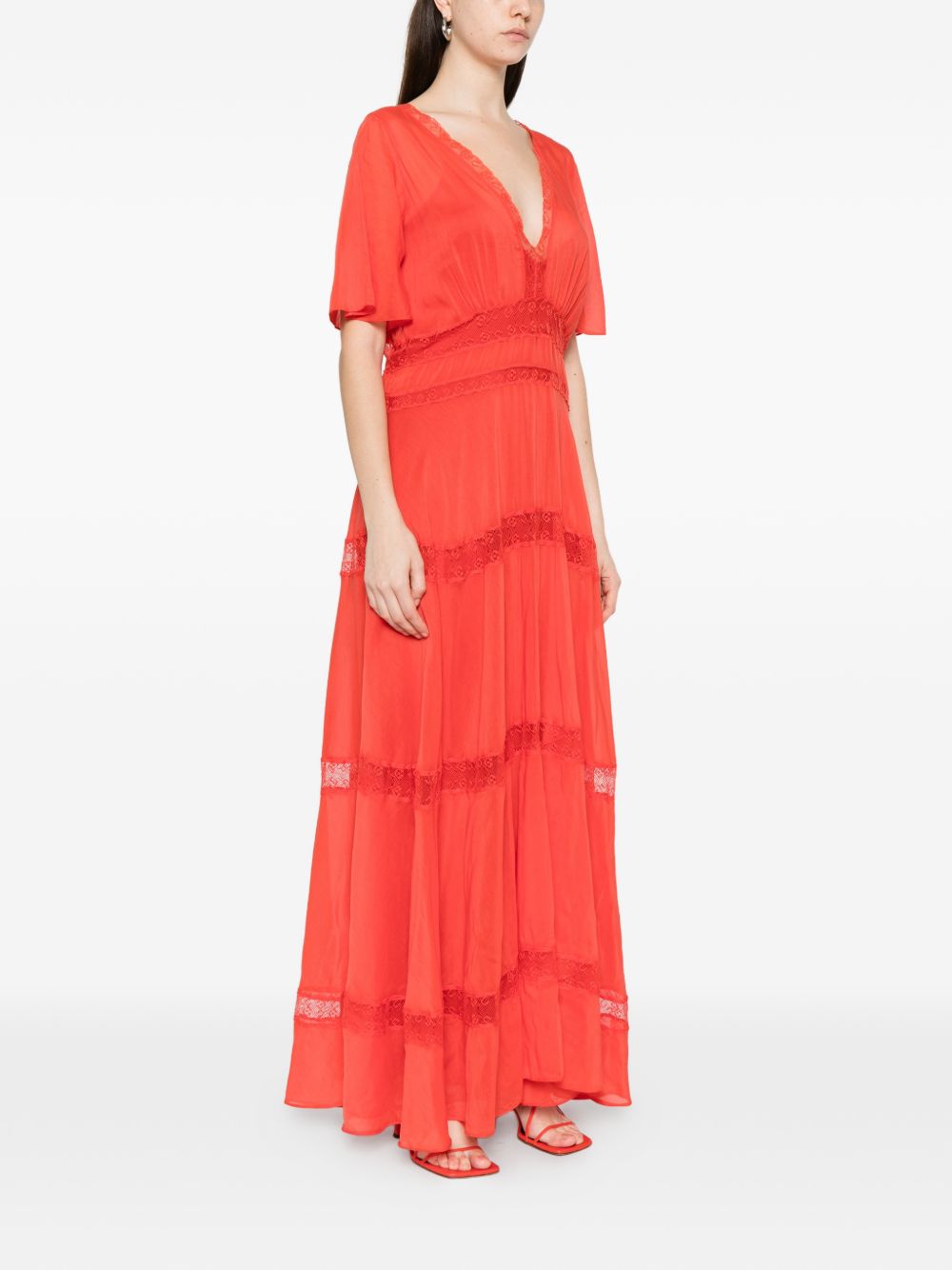 Forte Forte V-neck Cotton and silk v-necked dress RED