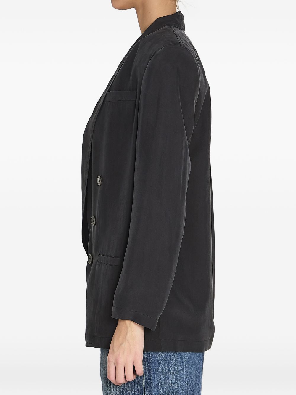 Saint Laurent Silk Formal Peaked Blazer Black black