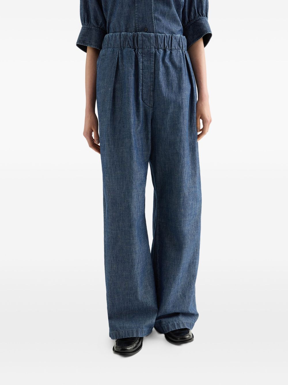 Jil Sander Wide-Leg Cotton Trousers Blue