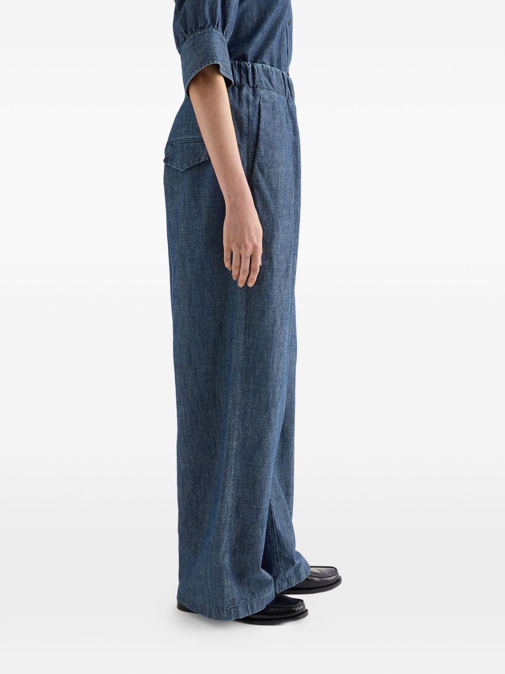 Jil Sander Wide-Leg Cotton Trousers Blue