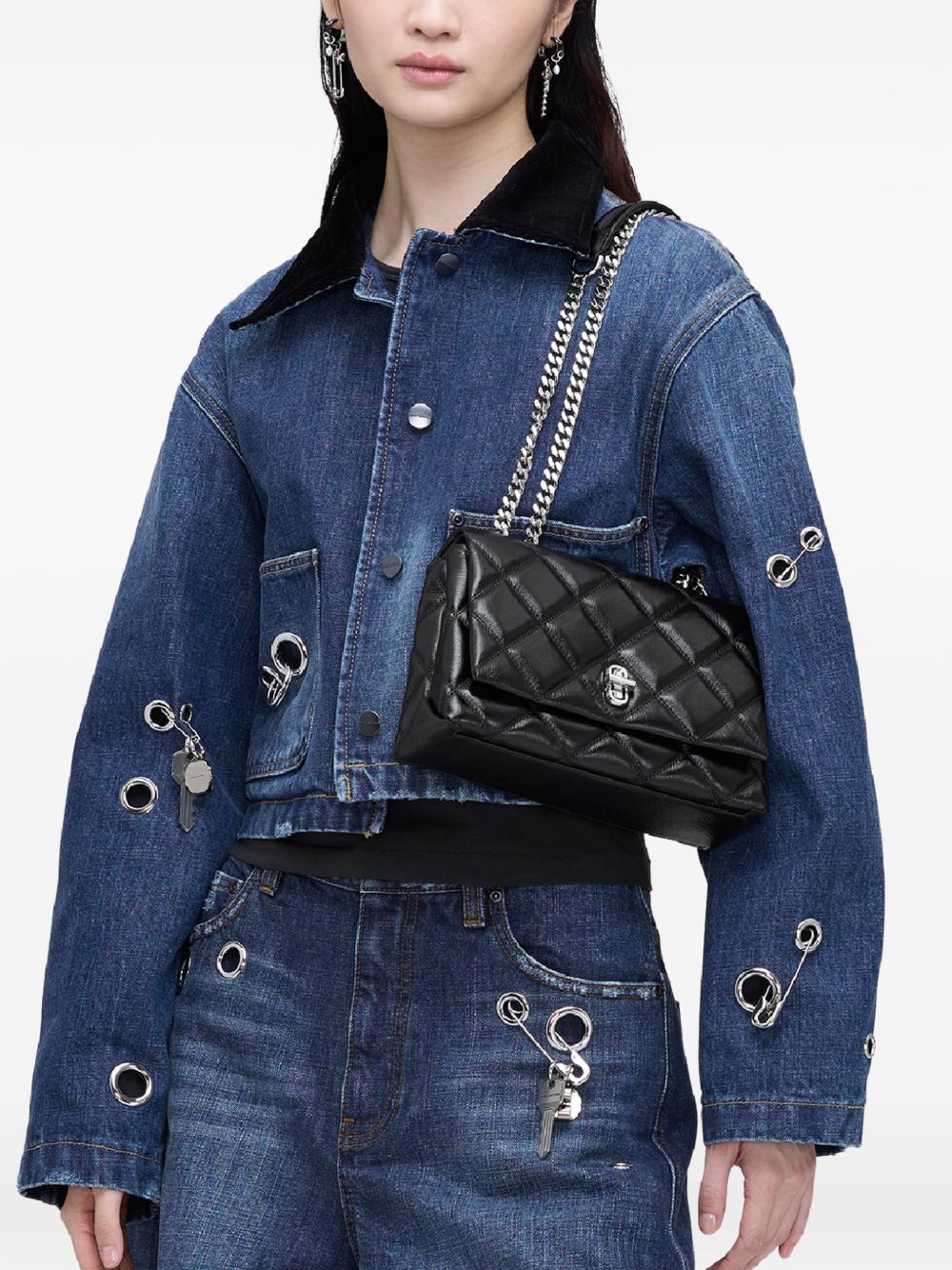 Marc Jacobs Slim Dual Quilted Shoulder Bag Black