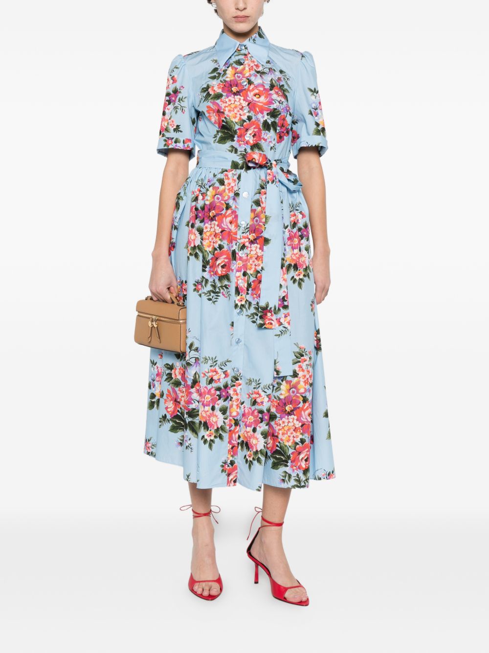 Dolce & Gabbana Floral Print Midi Dress Clear Blue
