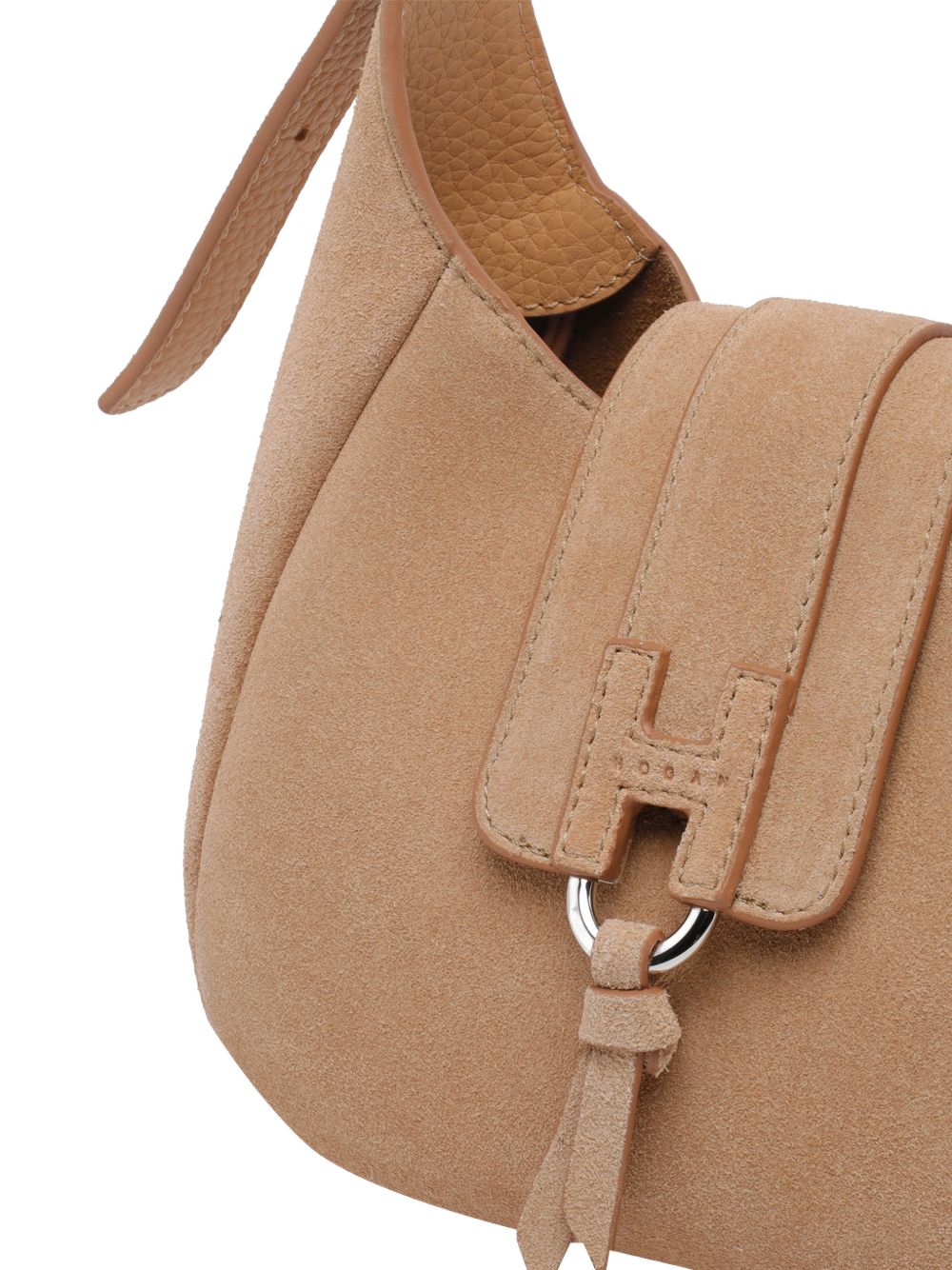 Hogan Mini Suede Hobo Bag Beige Beige