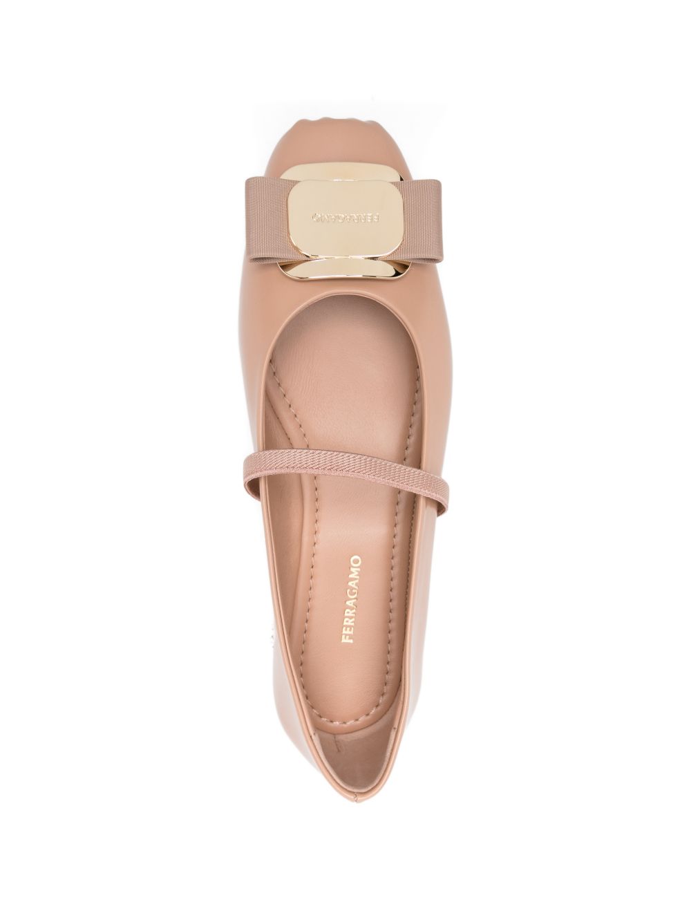 Ferragamo Vara Leather Ballet Flats Brown