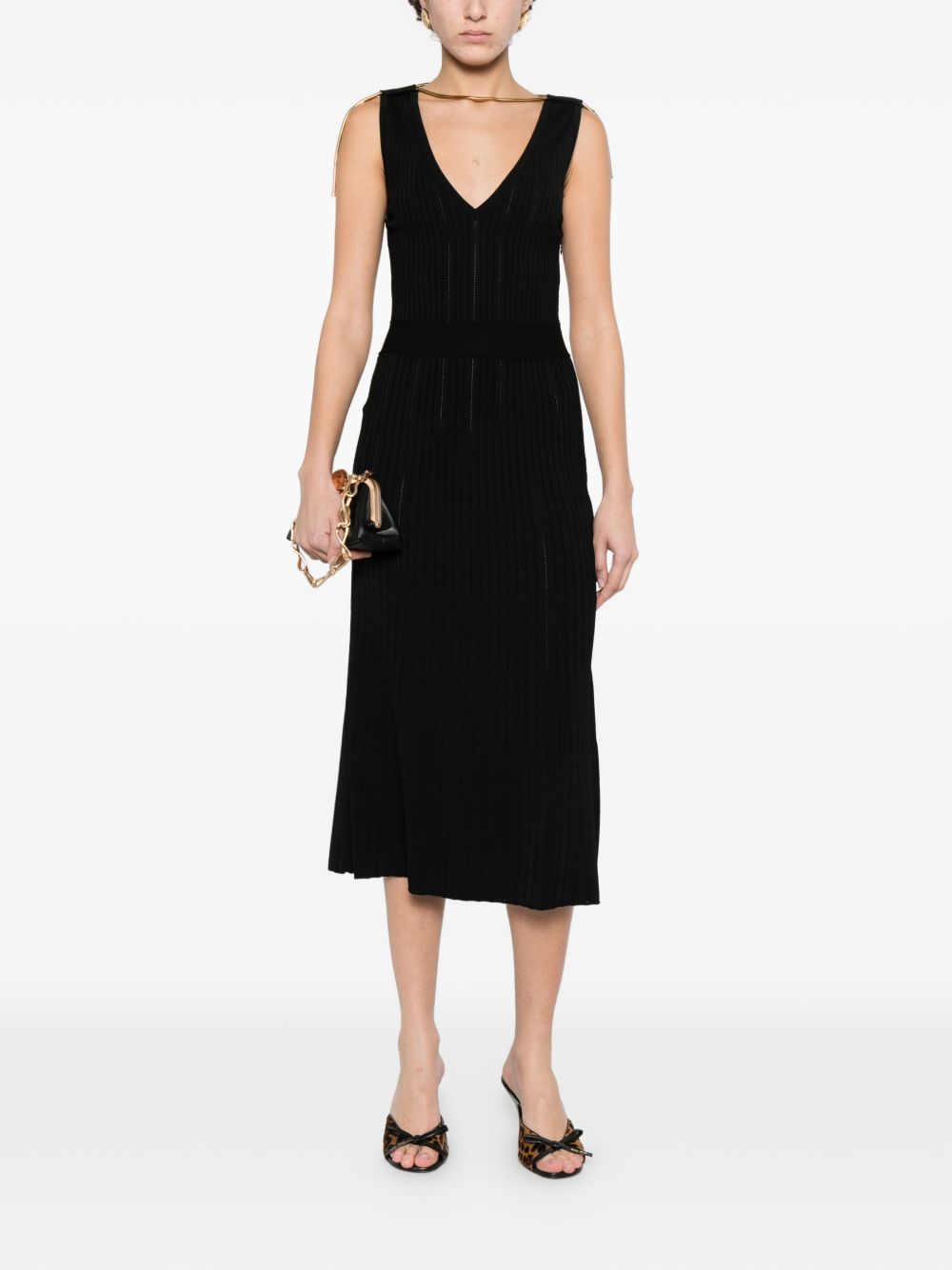 Elisabetta Franchi Knitted Midi Dress Black