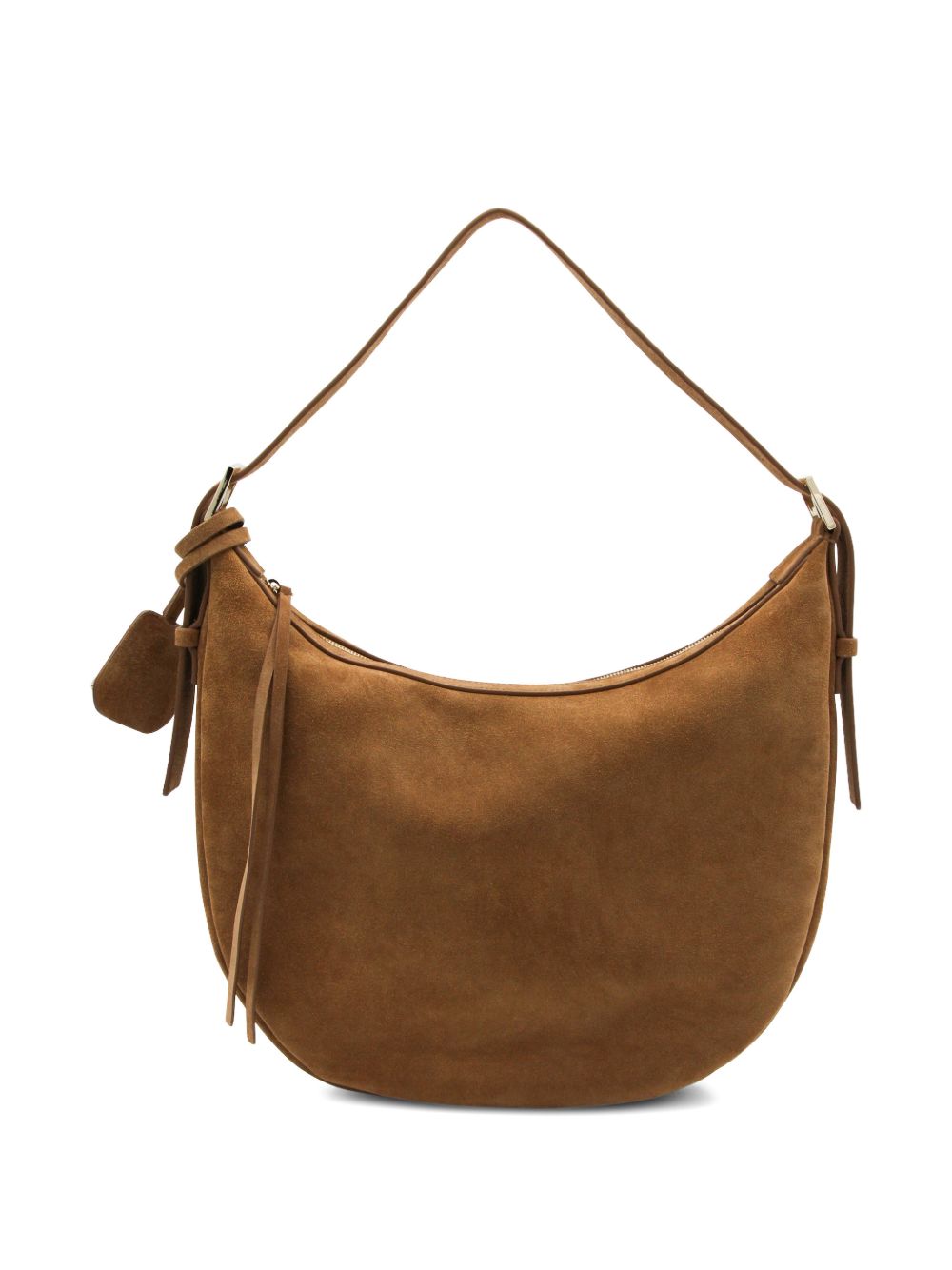 Fabiana Filippi Suede Hobo Bag With Buckle Leather Brown leather brown
