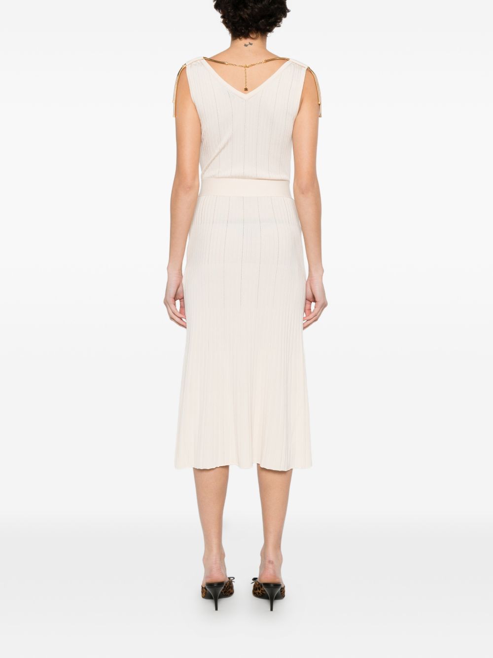 Elisabetta Franchi Knitted Midi Dress White