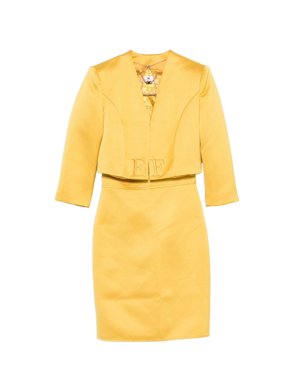 Elisabetta Franchi Midi Pleated Dress Yellow