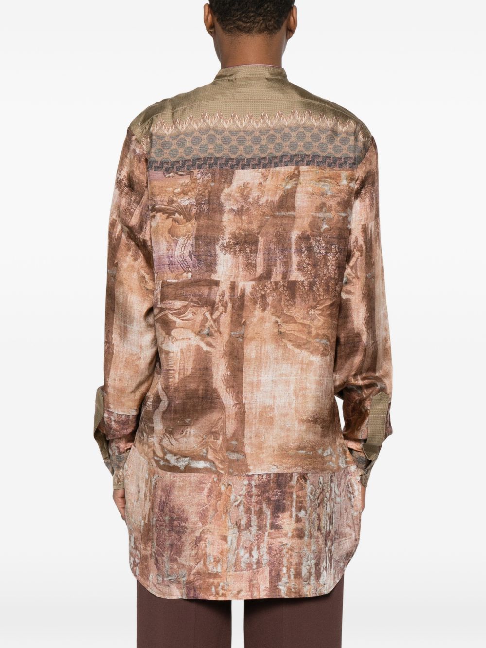 Pierre Louis Mascia Patterned Silk Button Shirt Green