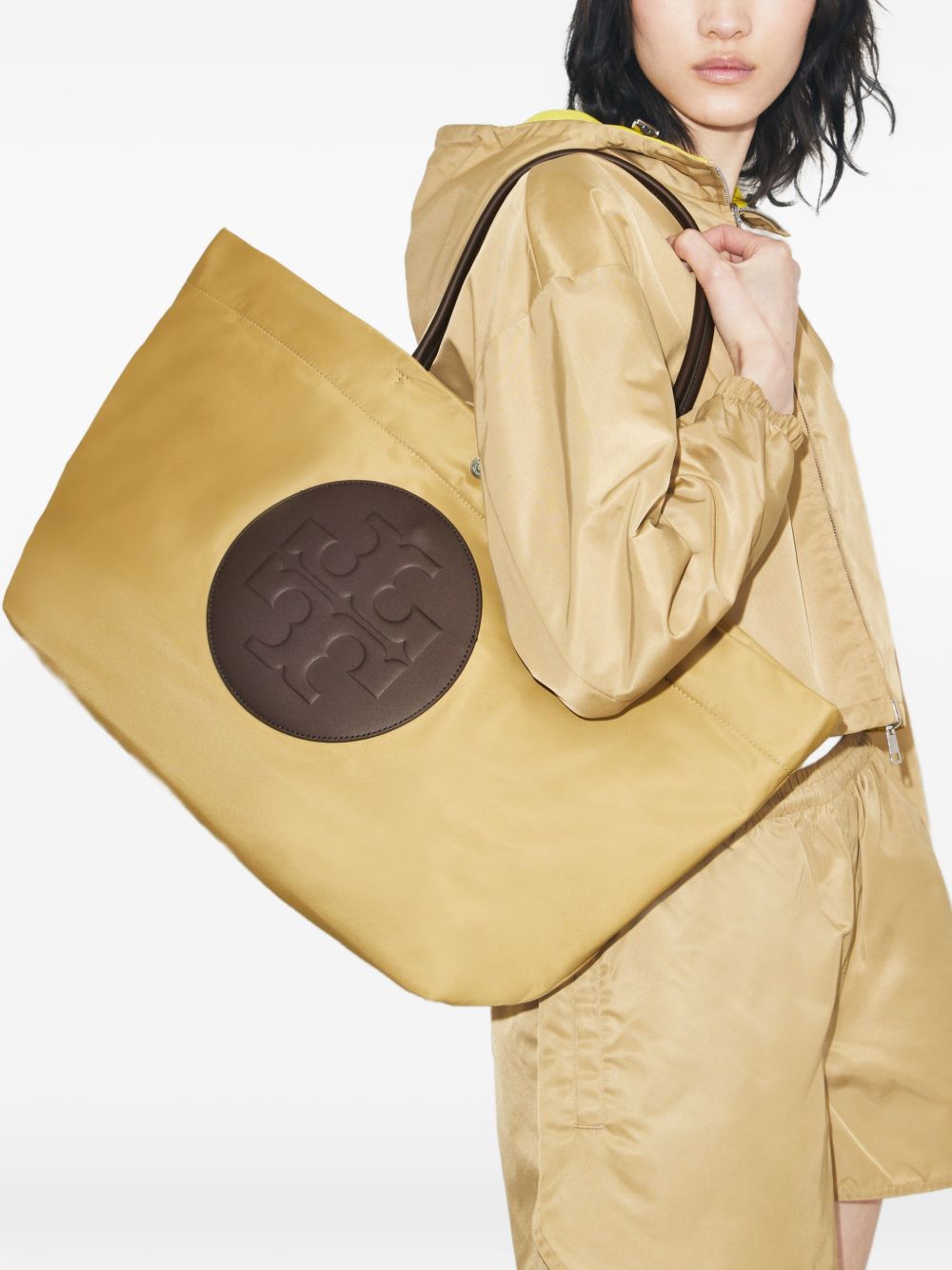 Tory Burch Ella Twist Nylon Tote Beige