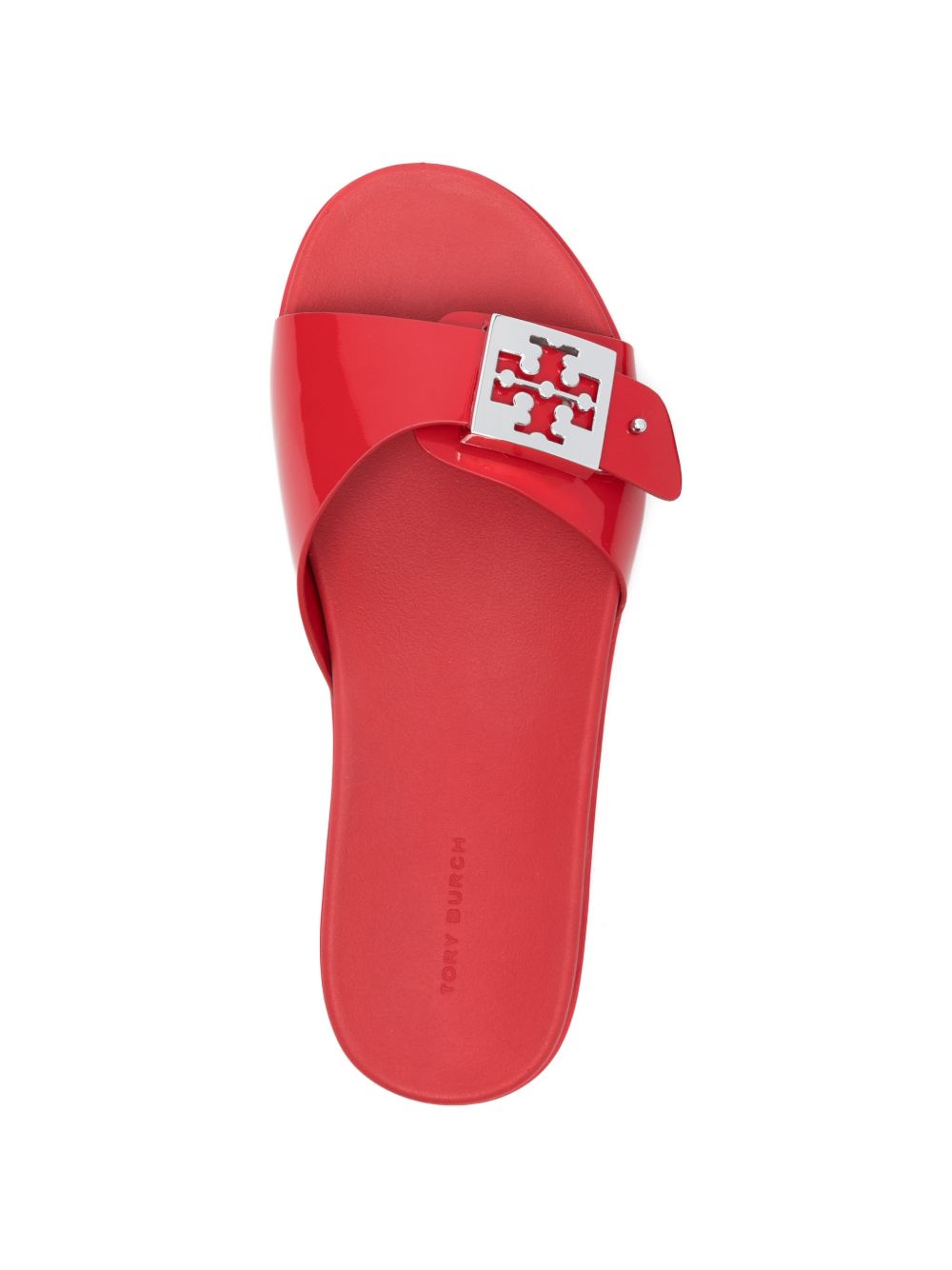 Tory Burch Logo Buckle Slide Sandals Red
