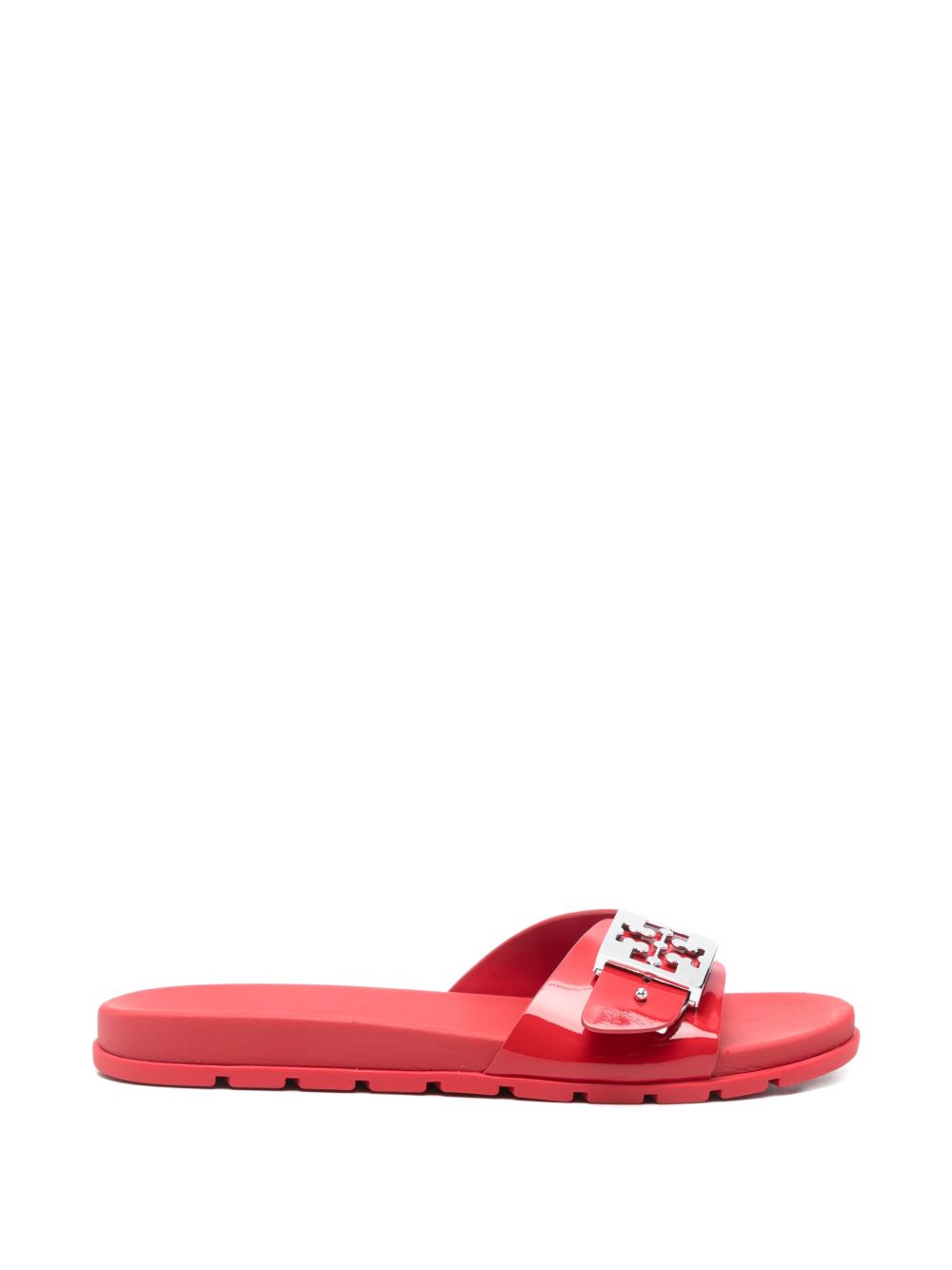 Tory Burch Logo Buckle Slide Sandals Red
