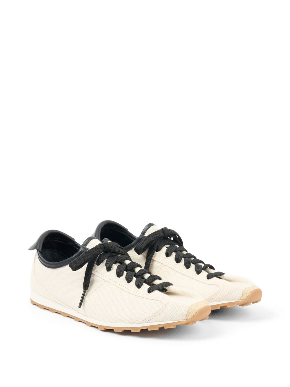 JACQUEMUS Leather-Trim Organic Cotton Sneakers Beige beige