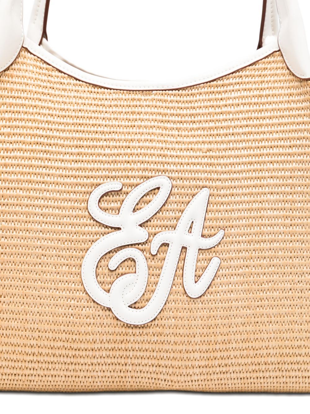 Emporio Armani Medium Straw Tote Bag White