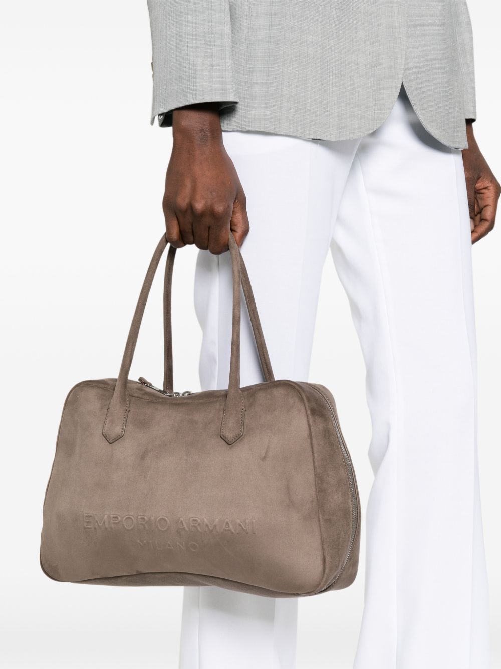 Emporio Armani Shoulder Bag Leather Minimal Dove Grey dove grey