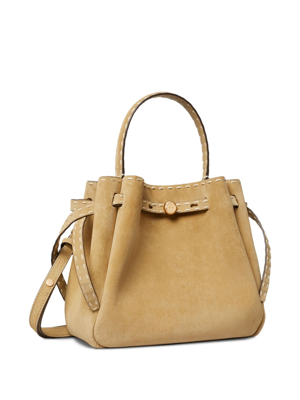 Tory Burch Romy Suede Bucket Bag Beige