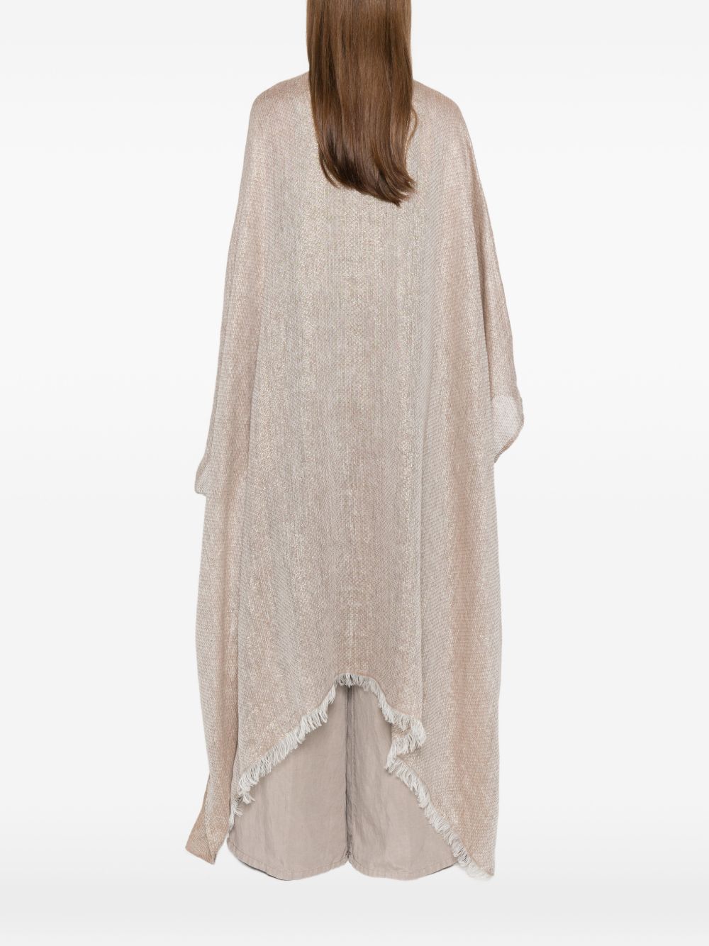 Fabiana Filippi Fringed Linen Poncho Brown brown