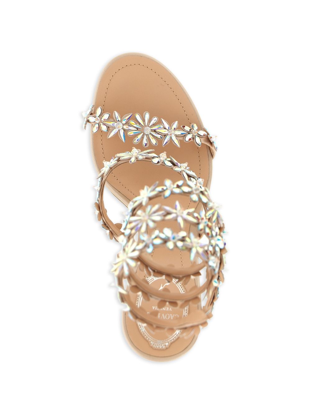 René Caovilla Floral Crystal Stiletto Sandals Pink