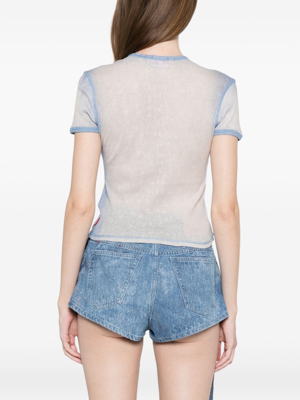 Diesel Floral Cotton T-Shirt Blue