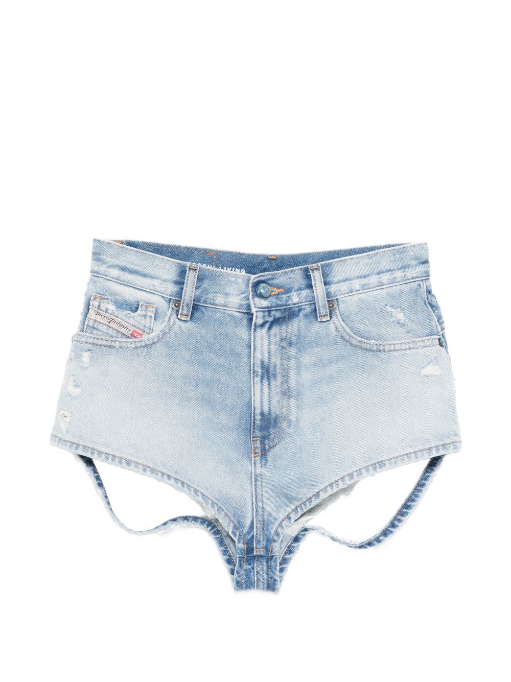 Diesel Distressed Denim Cotton Shorts Clear Blue