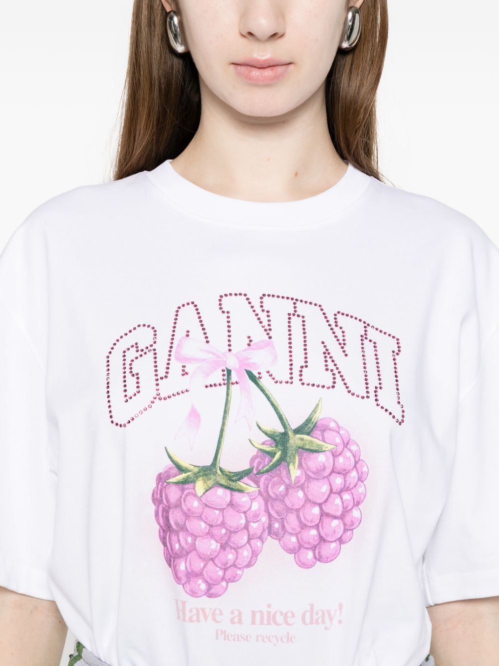 Ganni Graphic Cotton T-Shirt White