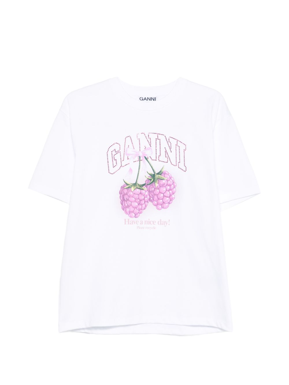 Ganni Graphic Cotton T-Shirt White