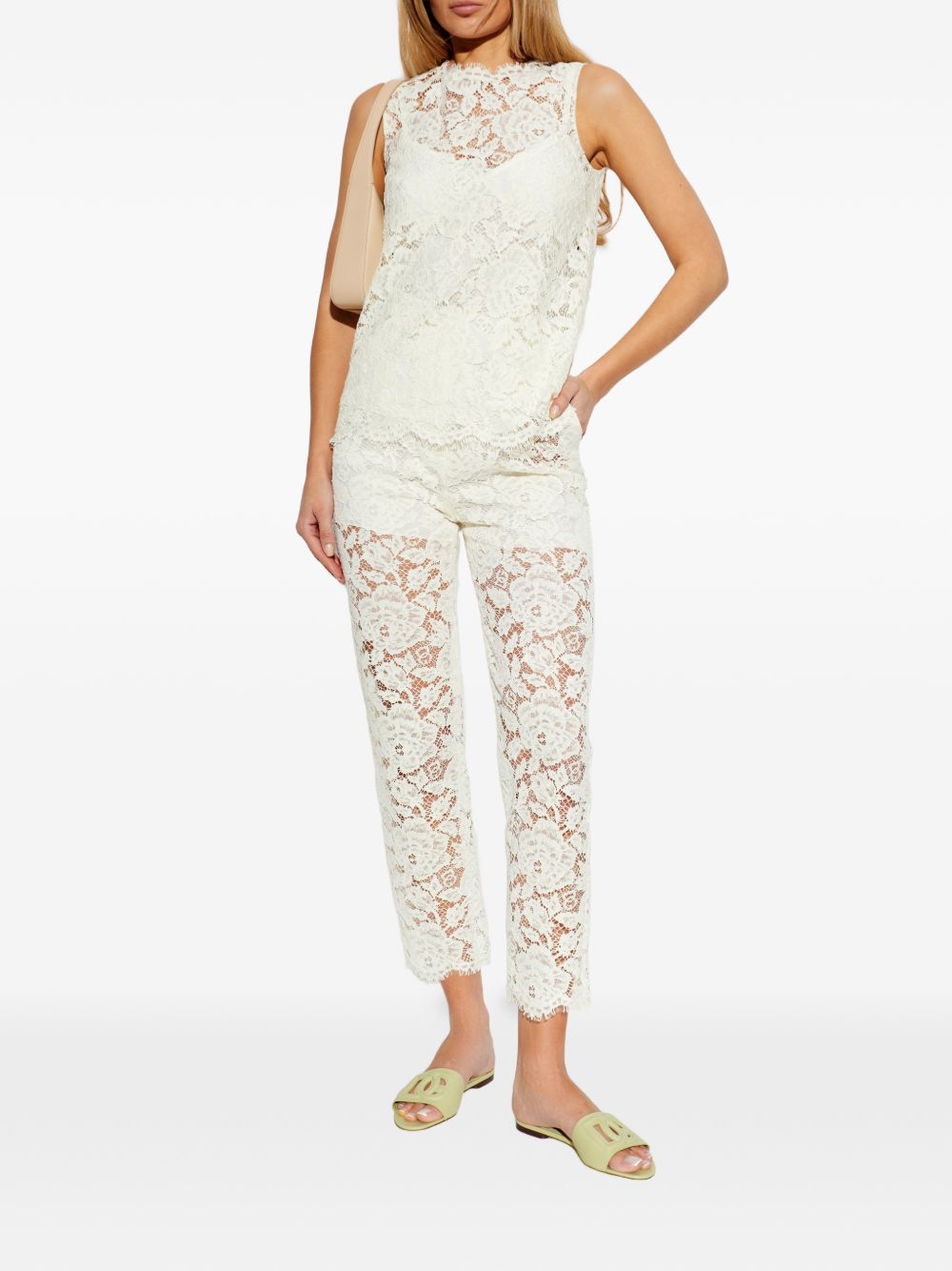 Dolce & Gabbana DG Logo Flat Leather Sandals Light green